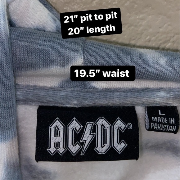 AC/DC Bleach Wash Tie Dye Pullover Band Hoodie - Picture 4 of 4
